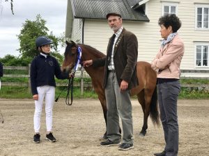 Lennart Gustavsson och Atehé Larsson-Firouz talar om rastypen och hur huvudet ska vara absatt för att hästen ska ha en naturlig balans. Häst: Maks Zpirit.